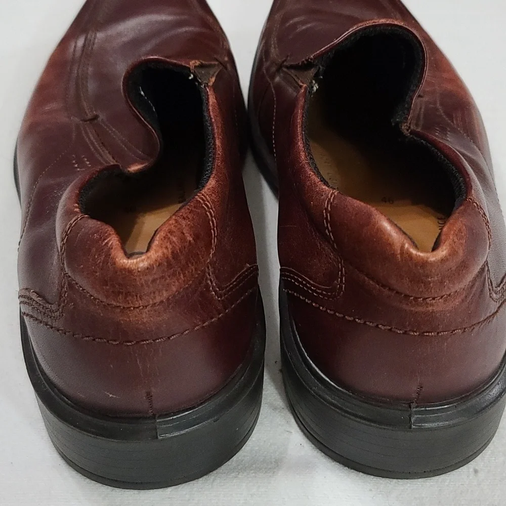 Ecco Mens Brown Leather?Casual Dress Shoes Slip-on Sz 46/12-12.5 GUC READ‎